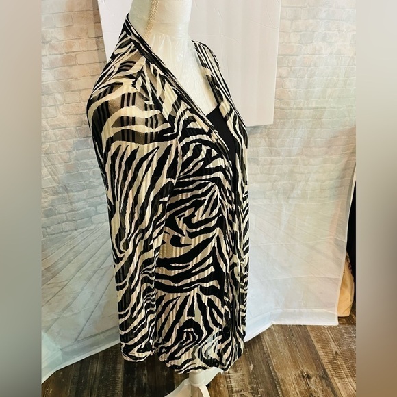 Milano Jackets & Blazers - P Luca Milano Tunic, Sz S transparent Zebra print. Long sleeves, flared back
